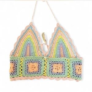 Cider Crochet Rainbow Halter Bralette
like new